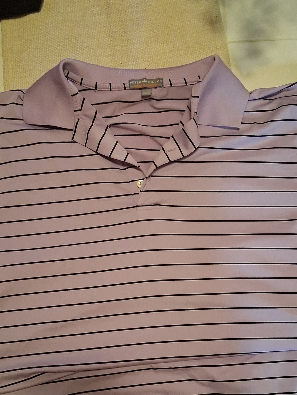 NWOT Peter Millar Lavender Polo with Thin Black Stripes SIZE LARGE